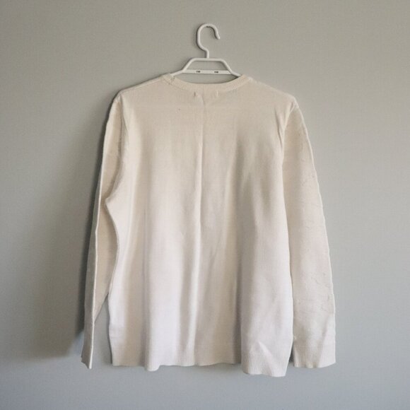 Joe Fresh Women's Sz 1X White Camouflage Crewneck Ribbed Knit Stretch Sweater - Picture 2 of 10